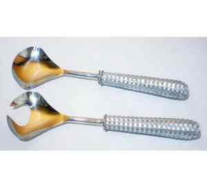 Personalised Salad <b>Serving</b> <b>Spoon</b> Fork Stainless Steel Salad Server Set Wood Resin Handle Silverware Tableware Kitchen Tool - Product Image 2