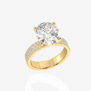 แหวนทอง 14K ประดับเพชรโมอิสซาไนต์ทรงรีสามชั้น ดีไซน์หรูหราและสง่างาม - Product Image 2