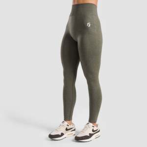 Leggings tricotés sans couture Power Flex couleur verte - Product Image 1