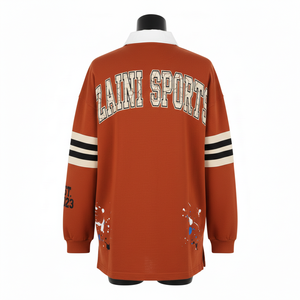 Camiseta de Rugby Premium para Hombre, 260 GSM, Tela de Algodón y Poliéster, Manga Larga, Cuello en Contraste, Logotipo Personalizado, Absorbe la Humedad - Product Image 2