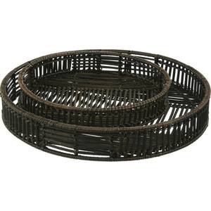 Juego de mimbre de la mejor calidad con recubrimiento en polvo de Color negro de 2 bandejas de servicio de forma redonda suministros de centro de mesa de boda - Product Image 1