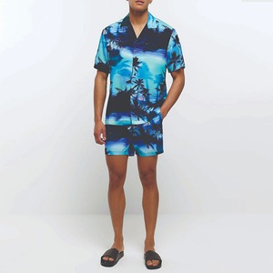 Wholesale <b>Men's</b> Short Sleeve <b>Hawaiian</b> <b>Shirt</b> 100% Cotton Printed Beach Design Button-Up Collar - Product Image 6