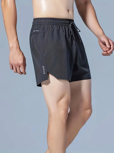 Pantalones cortos deportivos de algodón para hombre con logotipo personalizado al por mayor, pantalones cortos informales negros lisos de alta calidad con tejido de malla y técnicas estampadas - Product Image 4