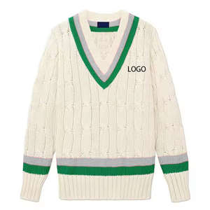 Pull de couleur crème à col en V B2B avec pull cardigan en tricot brodé et couleurs personnalisé pour pull d'université de fraternité de sororité - Product Image 2