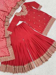 Nouveau look tendance, salwar kameez dupatta avec broderie lourde, travail de paillettes, réversible, séchage rapide, vêtements de fête, prix de gros - Product Image 3