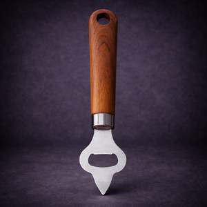 Wood Handle Bottle Opener with Stainless Steel Head Ergonomic Grip Sharp Edge Durable Bar <b>Tool</b> for Home Kitchen Party Use - Product Image 2