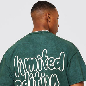 Camiseta Personalizada de Estilo Urbano con Lavado Ácido, 100% Algodón, Talla Grande, Alta Calidad, Transpirable y Ecológica para Hombre - Product Image 6