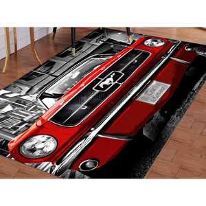 Alfombra Ford Mustang Shelby, Alfombras de coche rojas, Alfombras Ford Mustang, Alfombra estampada, Alfombra de terciopelo - Product Image 1