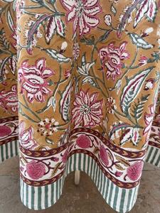 Venta al por mayor hecho a mano Biscotti amarillo indio Floral mano bloque impreso puro algodón personalizable mantel cubierta de mesa granja - Product Image 6