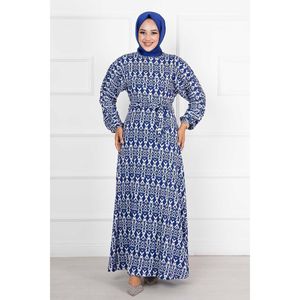 Robe Hijab à manches chauve-souris amovible avec ceinture Saxe - Product Image 3