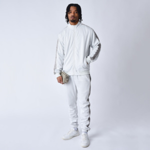 Conjunto de prendas de vestir de invierno a la moda para hombre, 100% algodón, estampado, diseño a rayas, Sudadera con capucha y cremallera, pantalones de chándal transpirables cálidos - Product Image 6