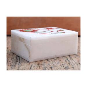 Joyero de mármol de piedra verde y roja natural hecho a mano para regalos de boda - Product Image 3