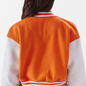 Chaqueta universitaria de lona de algodón de tendencia superior para mujer, ropa informal de manga larga corta de Color personalizado, nuevo algodón elegante - Product Image 5