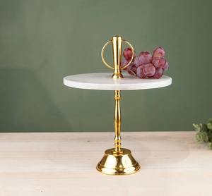 Support à gâteau en marbre haut de gamme avec base en métal durable pour la présentation, l'affichage dans le salon, décoration de service à domicile de qualité supérieure - Product Image 1