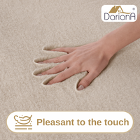 Tapis en fausse fourrure beige en tweed, doux et moelleux, antidérapant, fabriqué à la machine, moderne, écologique, tapis décoratif d'intérieur certifié OEKO-TEX