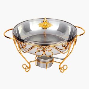 Plato de frotamiento de acero inoxidable pulido brillante de alta calidad con soporte para quemador Diseño hecho a mano Calentador de alimentos Platos de servidor de buffet - Product Image 5