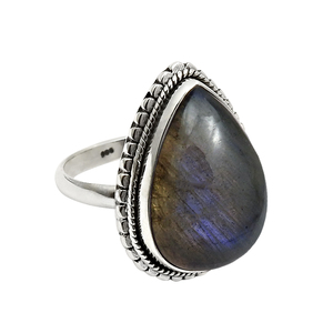 Dainty Gift for Her 925 Sterling Silver Natural <b>Labradorite</b> Gemstone Teardrop Shape <b>Ring</b> Handmade Jewelry Wholesale Manufacturer - Product Image 1