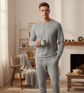 HeatComfort Grey Men <b>Thermal</b> Suit Soft Full <b>Sleeve</b> Breathable Warm Winter Wear Apparel - Product Image 6