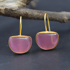 Pendientes de Piedra Chapados en Oro de 18k, Nuevos y en Tendencia, Venta al por Mayor, Hechos a Mano, Joyería de Latón Chapada en Oro de 18k - Product Image 1