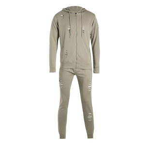High Manufacture Quality Made <b>Men</b> Tracksuits for Jogging Wear 2024 New Stylish Acid Wash Zipper Distressed Tracksuits - Product Image 1