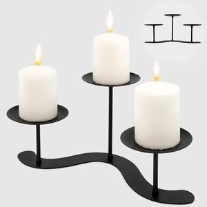 Candle Holder Metal Decorative Modern Candle Stand Iron for Table Decoration Party Wedding Living Room Christmas <b>Black</b> - Product Image 5