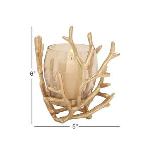 Bougeoir en verre décoratif de table avec base en métal noir fini 2025 pour bougie votive et pot à bougie - Product Image 4