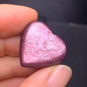 Cabochon de lépidolite de qualité étonnante en forme de cœur Lepidolite Loose Gemstone Available At Bulk Price Healing Stone For Jewelry Use - Product Image 4
