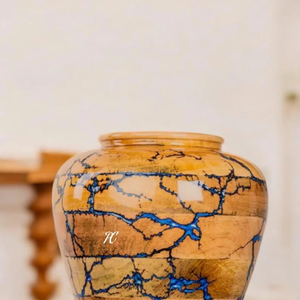 Urne funéraire personnalisée en bois de manguier Boîte commémorative d'art fractal faite à la main Urne funéraire décorative pour cendres - Product Image 3