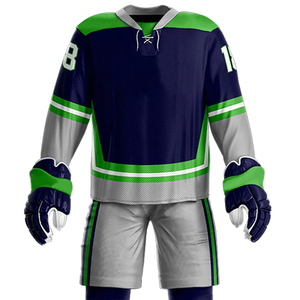 Uniformes de hockey sur glace en polyester doux et confortables, personnalisables, design unique, logo personnalisé, nom de l'équipe imprimé, ensembles OEM pour hommes - Product Image 5