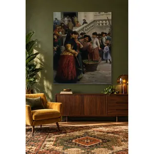 Impression sur toile de Fida Fausto Zonaro : Vendeurs de fleurs devant l'escalier - Product Image 2