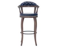Tabourets de bar pivotants modernes Devine avec accoudoirs en bois de mahogany massif sculpté, sièges en cuir PU, finition noyer, pour l'extérieur