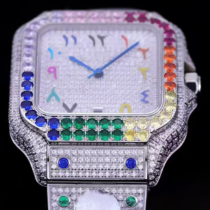 นาฬิกาข้อมือผู้ชายคุณภาพสูง ประดับเพชรเต็มหน้าปัด ชุบสี หน้าปัดแบบอารบิก ผ่านการทดสอบเพชรโมอิสซาไนต์ ระบบออโตเมติก - Product Image 2