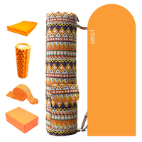 Ensemble de tapis de yoga blocs de yoga roses et sangle taille de voyage rouleau en mousse de densité de qualité et différents niveaux de résistance bande élastique