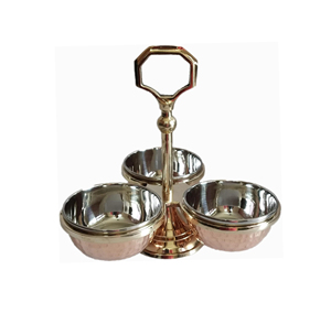 Indian Metal Serve Ware Elegant Pickle Condiment <b>Holder</b> for Serving Bowls - Product Image 1