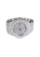 Montre mécanique ETA en acier inoxydable avec cadran en verre et aiguilles, sertie de moissanite