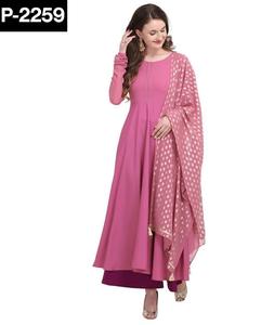 Conjunto de Kurtis Estilo Anarkali de Material Crepé Listo para Usar, Étnico Indio, con Parte Inferior y Dupatta, para Uso Casual y Festivo - Product Image 1