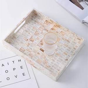 Bandeja rectangular de nácar, elegantes bandejas MOP para cena, fiesta, cóctel, té, mesa de café - Product Image 2