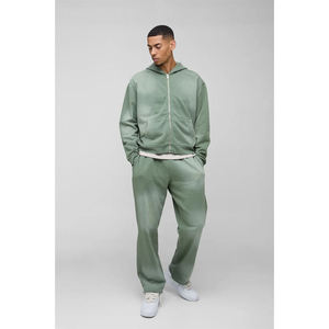 Survêtement surdimensionné sportif à capuche zippée, imprimé personnalisé, respirant, écologique, pour homme, en coton lourd 500 g/m², vêtements d'hiver - Product Image 2