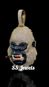 เครื่องทดสอบเพชรรูปการ์ตูนโรเดียมชุบ925เงินรูปหน้า VVS1โมอิสซาไนต์เย็นสไตล์ทางศาสนาแบบกำหนดเอง3D - Product Image 2