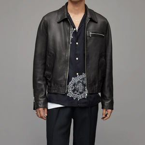 Chaqueta de cuero de piel de vaca para hombre personalizada de calidad de estilo callejero de Pakistán 100% cuero Real tela de lona más Popular - Product Image 3