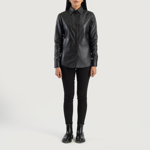 Venta al por mayor de chaqueta de cuero de las mujeres de cuero de manga larga chaqueta sólida para las mujeres OEM Diseño Logo al por mayor de cuero chaquetas de las mujeres - Product Image 4