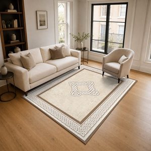 RUGS DEPOT LXDP-0726 Wholesale Terracotta Gold Modern Vintage Digital Printed Machine Washable Chenille Area Rug Non <b>Slip</b> - Product Image 2