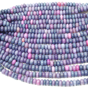 Beautiful Purple Blue opal smooth rondelle shape <b>beads</b> 16inch, 7-10mm, purple Blue Opal gemstone <b>Beads</b>, A quality opal - Product Image 2