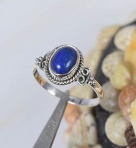 Oval Shape <b>Lapis</b> <b>Lazuli</b> Gemstone Fine <b>Ring</b> Calibrated Size Gemstone 925 Sterling Silver Blue <b>Lapis</b> <b>Lazuli</b> <b>Rings</b> High Quality - Product Image 2