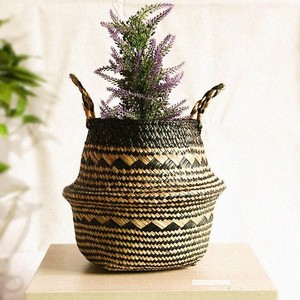 Venta al por mayor de cestas para el vientre de algas marinas para plantas, decoración de jardín, macetas de paja decorativas naturales - Product Image 6