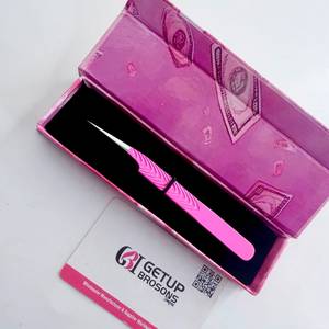 GETUP BROSONS Pince à épiler en acier inoxydable pour cils, pointe de précision, boîte rose, isolation, prise parfaite, 10 mm, extension de cils, personnalisable - Product Image 6