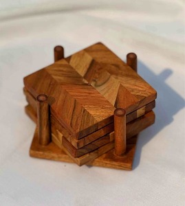 Juego de posavasos de madera para mesa de centro, posavasos de té para boda, hogar, decoración de fiesta - Product Image 2