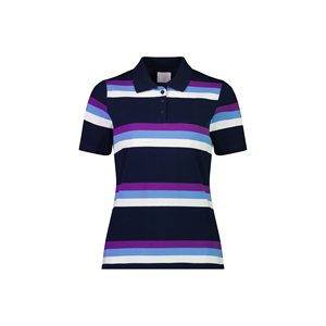 Bajo MOQ Fabricante de fábrica Moda Tallas grandes Manga corta Diseño impreso personalizado Raya Polo para mujer de Bangladesh - Product Image 1