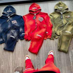 Chándal con capucha y cremallera completo personalizado unisex, conjunto de pantalones de chándal, chándal con estampado de soplo de invierno para hombre y mujer - Product Image 4