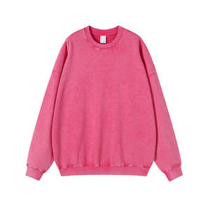 Sudaderas con capucha de las mujeres sudadera de las mujeres Vintage cuello redondo logotipo personalizado de gran tamaño desgastado piedra ácido lavado sudadera - Product Image 6